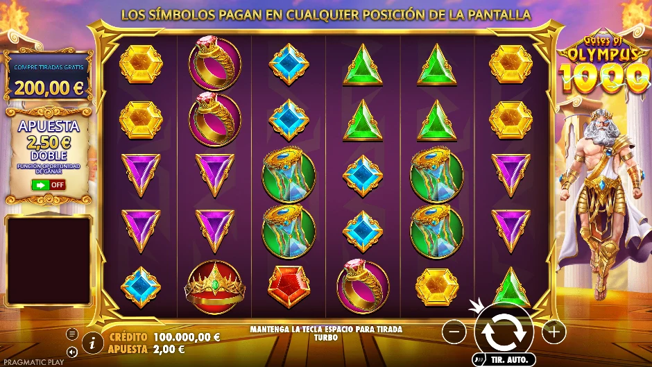 Pantalla principal de Gates of Olympus 1000