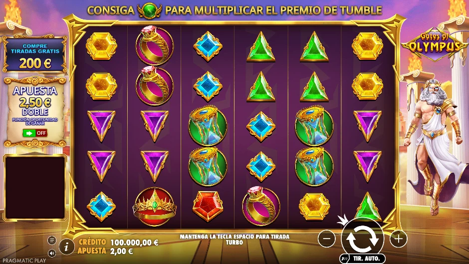 Pantalla principal de Gates of Olympus